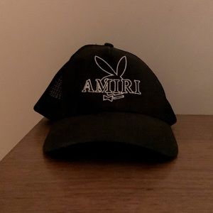AMIRI Playboy black trucker hat